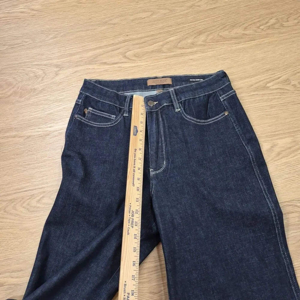 Judy Blue Retro Wide Leg Jeans Womens 14W Flared Hippie Stretch Denim 32x33